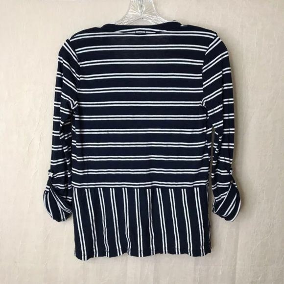 Splendid Navy Blue XS French Stripe Banded Hem Top - Picture 4 of 13
